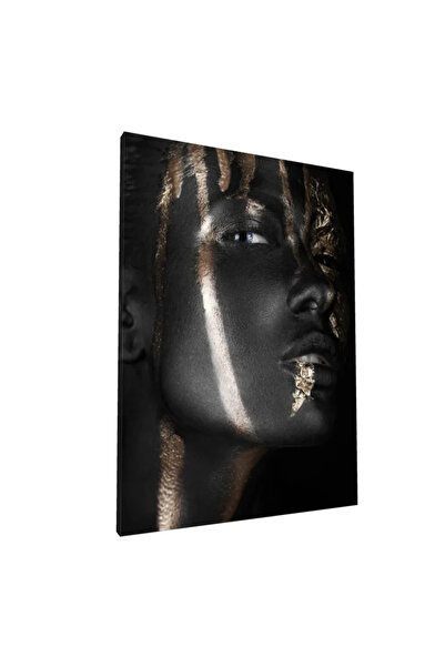 PozaTablou Pictură pe pânză: Portret artistic cu accente aurii 80x110 cm