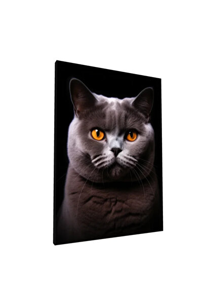 PozaTablou Pictură pe pânză: Portret de pisică cu ochi aurii 70x100 cm