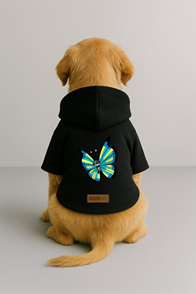 Monopetz Printed Dog and Cat Outfit & Dress with Fleece Inside - Black Color ...