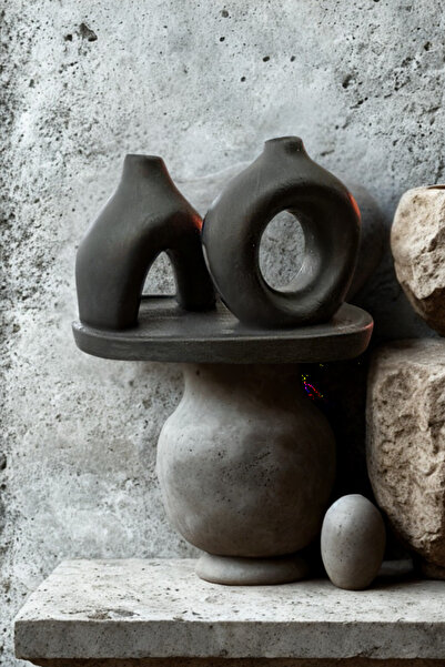 Narelia Home 3'lü Siyah Mat Vazo Seti – Modern Dekor Biblo Aksesuar