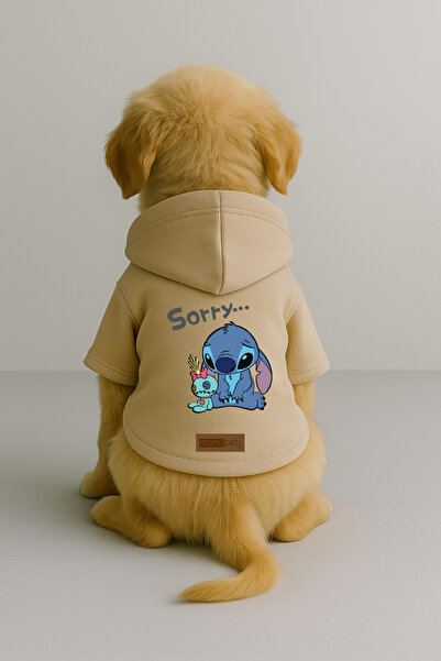 Monopetz Printed Dog and Cat Clothing & Dress with Fleece Inside - Beige Colo...