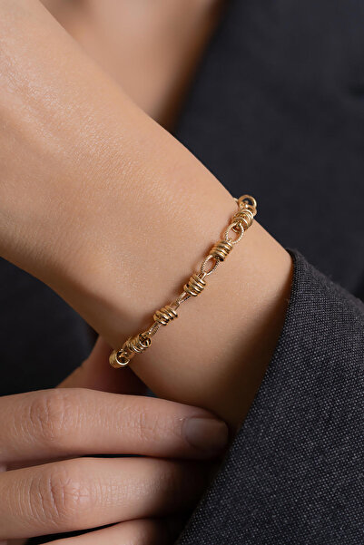 Bayar Gold 14 Ayar Altın Makaron İtalyan Hallow Bileklik
