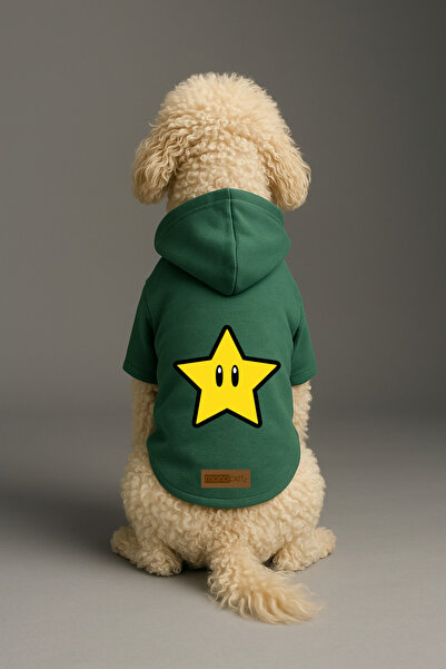 Monopetz Printed Dog and Cat Clothing & Dress with Fleece Inside - Green Colo...