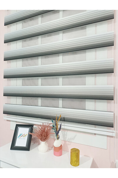 akel collection Gri Çizgili Zebra Stor Perde – Geçişli Renk Tonlarına Sahip M...