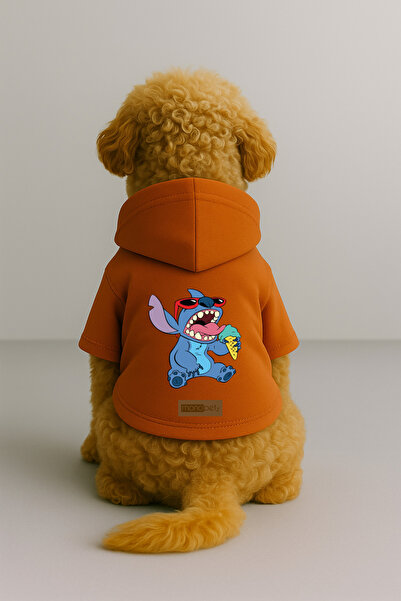 Monopetz Printed Dog and Cat Clothing & Dress with Fleece Inside - Orange Col...