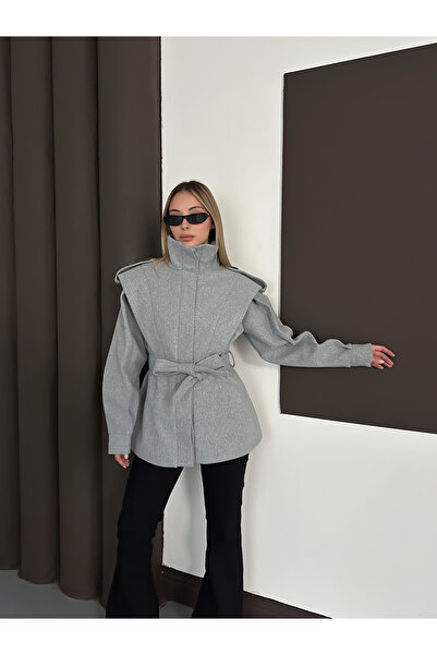 Joi Design Oversize Jacket with Belted Shoulder Laces