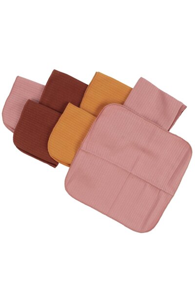 bebegen مناديل فم عضوية للجنسين باللون الوردي والأحمر والأصفر مكونة من 7 قطع