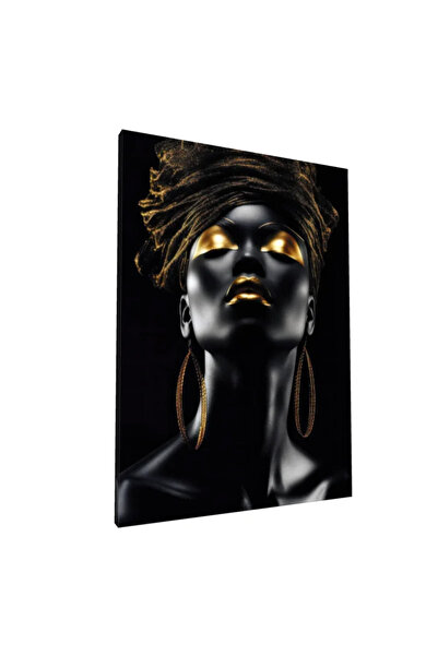 PozaTablou Pictură pe pânză: Portret artistic cu accente aurii 70x100 cm