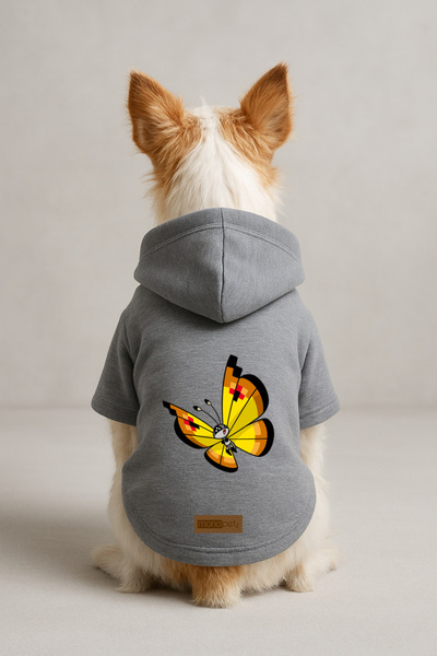 Monopetz Printed Dog and Cat Clothing & Dress with Fleece Inside - Gray Color...