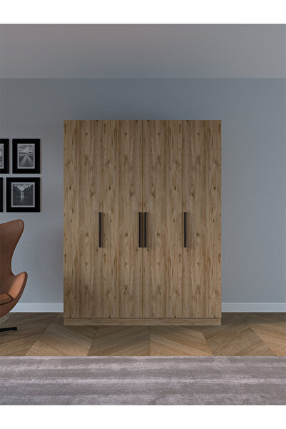 AYMOBSAN Niro 4 Kapaklı Gardrop, Askılı ve Raflı, 160 cm - Atlantik Çam