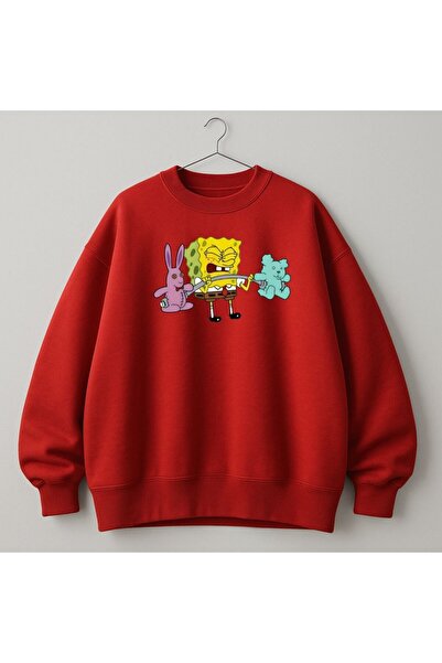 MAYDAY CULTURE سويت شيرت ريد سبونج بوب سبونج بوب ذو خيطين للجنسين Dtf Ba مطبو...