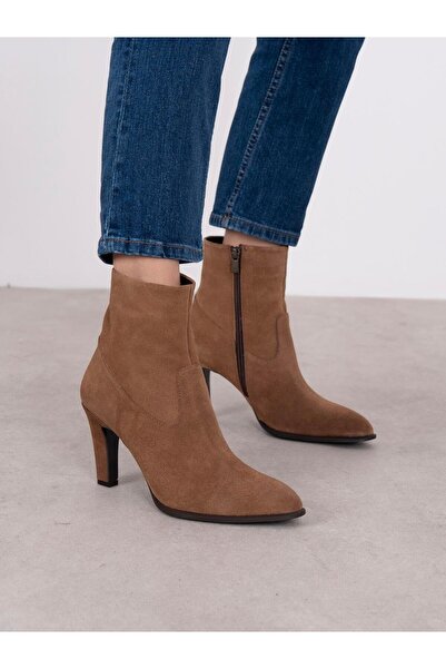 ECENİN BUTİĞİ Hedy Camel Süet Hakiki Deri Kadın Bot