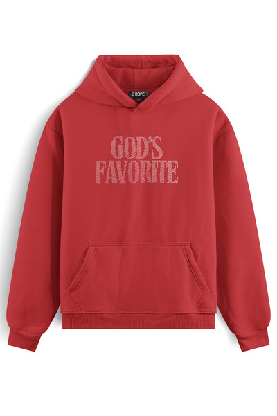 3 ROPE Φούτερ Unisex με κουκούλα με στάμπα God's Favorite Stone, με επένδυση ...