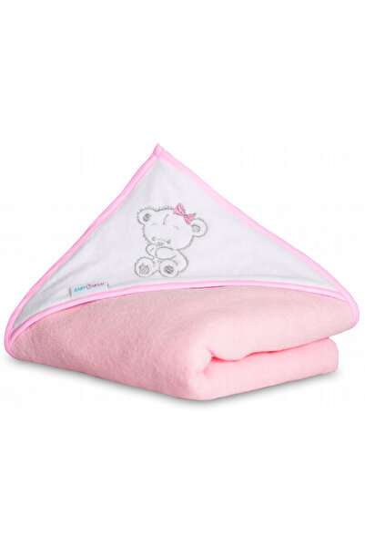 Babymam Prosop de baie pentru copii prevazut cu capison decorat cu broderie vesela, 100% bumbac, dim