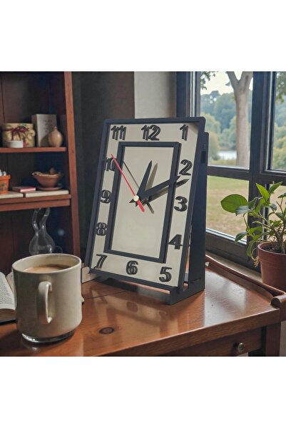 Formiqra Gerçek Bronz Ayna Masa Saati – 21x15 cm Ahşap Üstlü Dekoratif Tasarı...