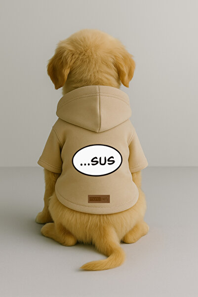 Monopetz Printed Dog and Cat Clothing & Dress with Fleece Inside - Beige Colo...