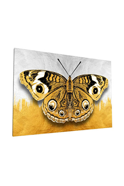 PozaTablou Pictură pe pânză: Fluture aurit pe fundal contrastant (100x70 cm)