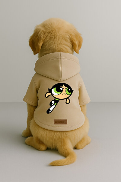 Monopetz Printed Dog and Cat Clothing & Dress with Fleece Inside - Beige Colo...