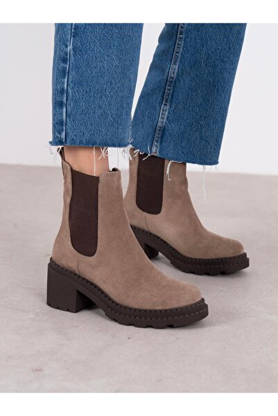 ECENİN BUTİĞİ Olyana Vizon Süet Hakiki Deri Kadın Bot