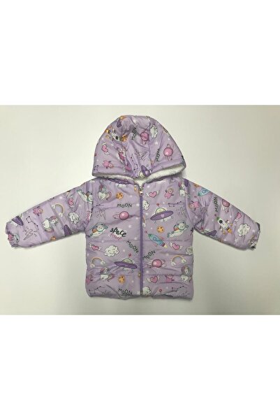 Baby Slon Kids Clup Kışlık fermuarlı kapüşonlu uzay desenli welsoft astarlı s...