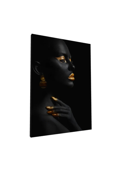 PozaTablou Pictură pe pânză: Portret artistic cu elemente aurii 80x110 cm