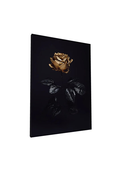 PozaTablou Pictură pe pânză - Trandafir auriu cu frunze negre 70x100 cm