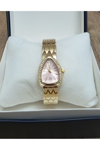 Gerçek Hediyelik Stylish Women's Wristwatch - Gold Color Band, Stoned, Elegant, Boxed, Gift