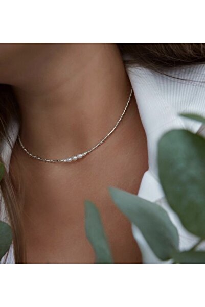 Mojo Jewellery Silver Özel Tasarım Su İncili Choker Miyuki Kolye