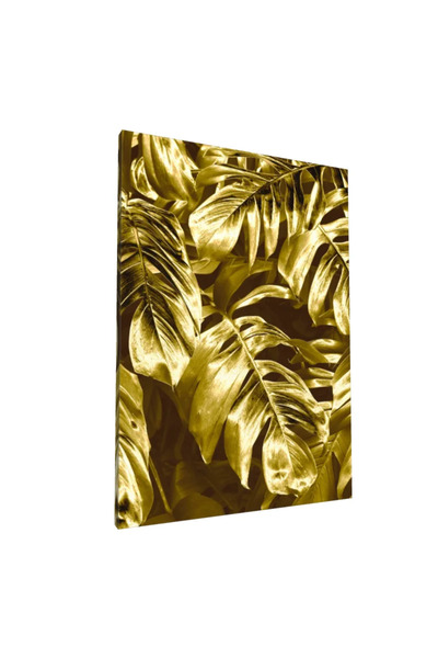 PozaTablou Pictură pe pânză: Frunze de Monstera aurii 80x110 cm