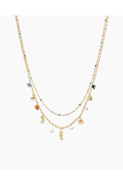 OYRE Çift Katmanlı Güneş & Plaj Temalı Altın Kaplama Kolye