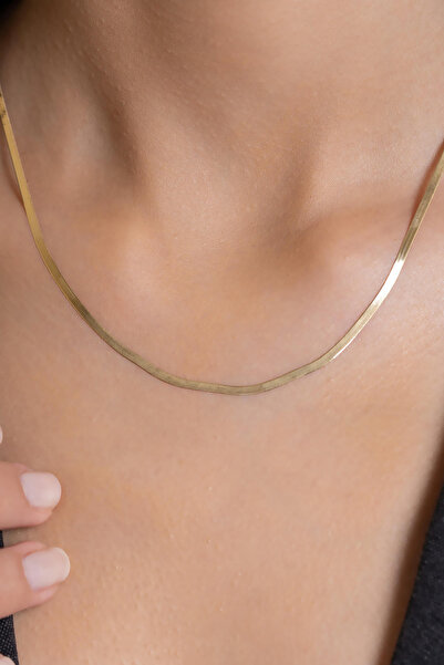 Bayar Gold 14 Ayar Altın İtalyan Yassı Ezme Kolye 2mm