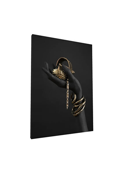 PozaTablou Tablou pe pânză: Mână neagră cu bijuterii de aur 20x30 cm
