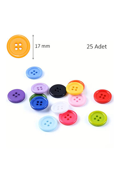 Limmy Круглі кольорові ґудзики Різнокольорові ґудзики 1,7 см - 25 штук