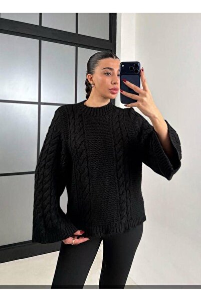 elbisereyonda ispanyol kol örgü detay triko kazak