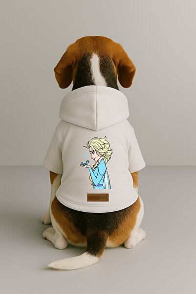 Monopetz ملابس وملابس للكلاب والقطط مطبوع - لون أبيض K بغطاء رأس هودي B759D