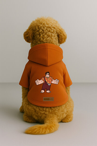 Monopetz ملابس وثوب للكلاب والقطط مع بطانة من الصوف مطبوع - لون برتقالي K بغط...