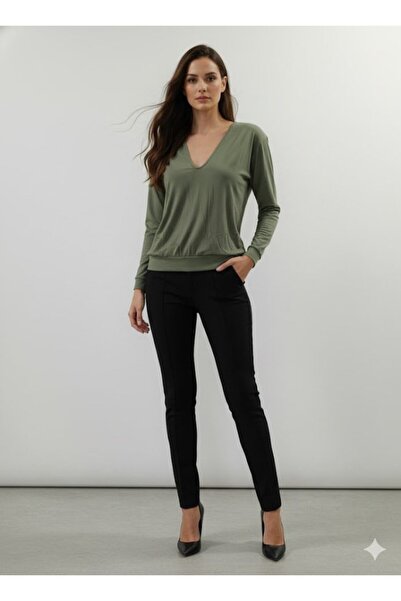 Wear Up Bluză de damă cu mânecă lungă cu decolteu în V