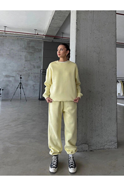 Wear Up 3 Thread Fleece-Lined Rubber Leg Sweatpants Yellow P510439