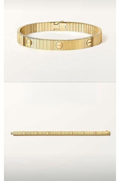 Miruva سوار فولاذي ذهبي اللون بنمط البراغي من ماركة موديل