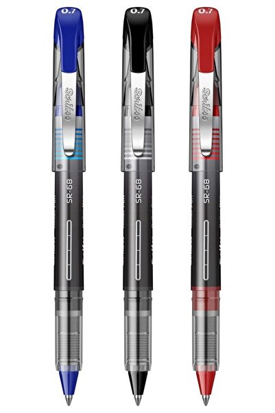 Artlantis Siyah Kırmızı Mavi Pilot Kalem SR-68 Rolller Pen 3 Renk Scrikss Pil...