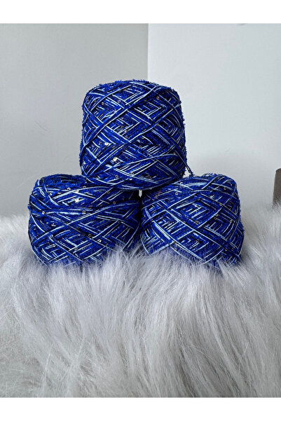 VELİNACOLLECTİON Lacivert Pullu Buklet Karışımlı Üç Katlı Örgü İpi 100 gr