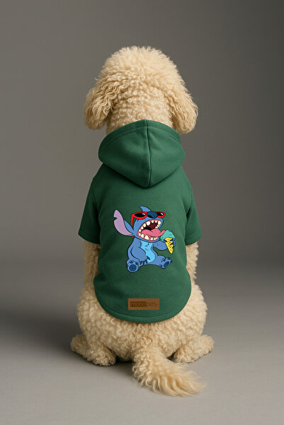 Monopetz Printed Dog and Cat Clothing & Dress with Fleece Inside - Green Colo...