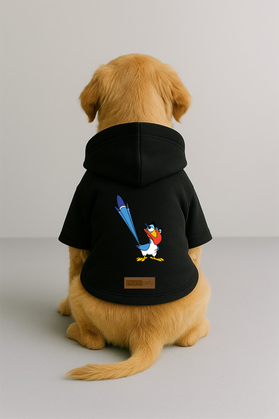 Monopetz Printed Dog and Cat Clothing & Dress with Fleece Inside - Black Colo...