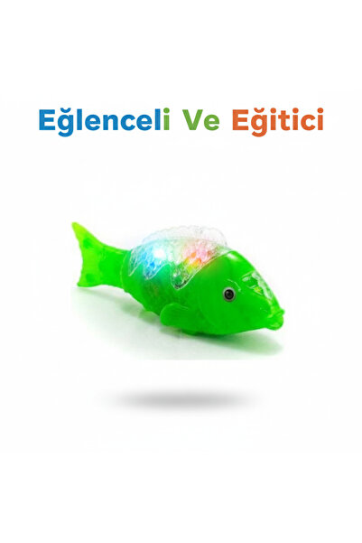 Lunitoys Yeşil Balık Müzikli Işıklı Yürüyen Balık Oyuncak 23 Cm