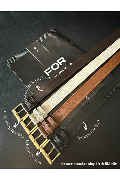 Fiori 3-Piece Square Gold Buckle Women's Trouser Belt, Coat Belt, Shirt Belt, Dress Belt