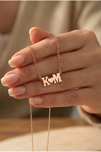 neshely jewelry 925 Ayar Gümüş Kişiselleştirilebilir 2 Harfli Kalpli 14 Ayar ...