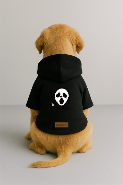 Monopetz ملابس وملابس للكلاب والقطط مطبوع - لون أسود K بغطاء رأس هودي B9A84