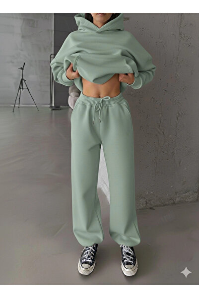 Wear Up 3 Thread Fleece-Lined Rubber Leg Sweatpants Mint P510439