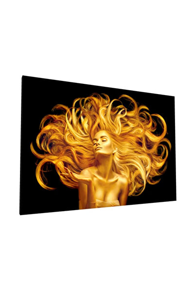 PozaTablou Pictură pe pânză: Portret auriu cu păr extravagant 110x80 cm