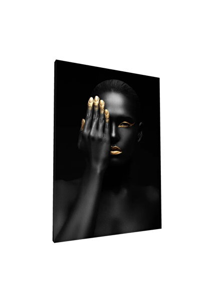 PozaTablou Pânză portret dramatic negru și auriu 80x110 cm